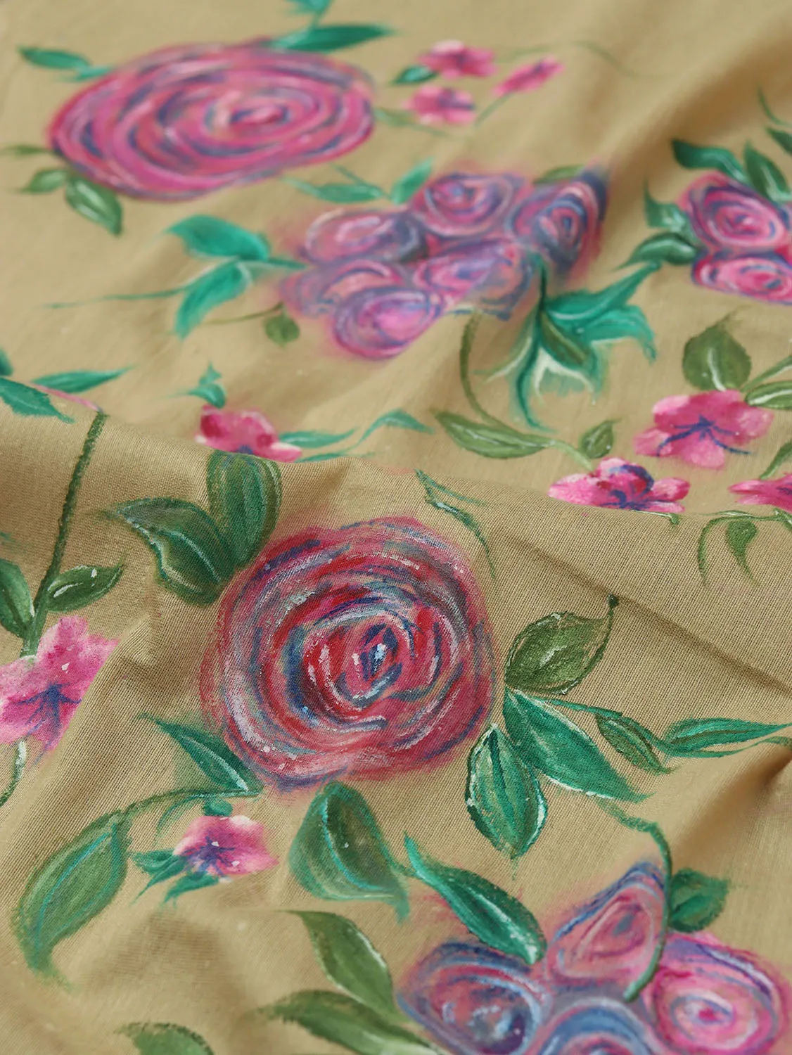 Pastel Cotton Silk Blouse Fabric: Hand Painted - 1 Mtr