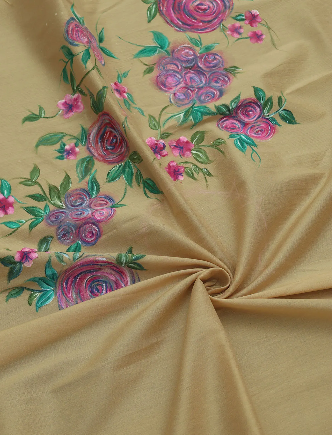 Pastel Cotton Silk Blouse Fabric: Hand Painted - 1 Mtr