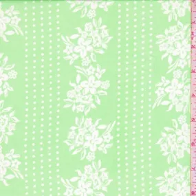 Pastel Green Floral/Dot Stripe Chiffon Fabric