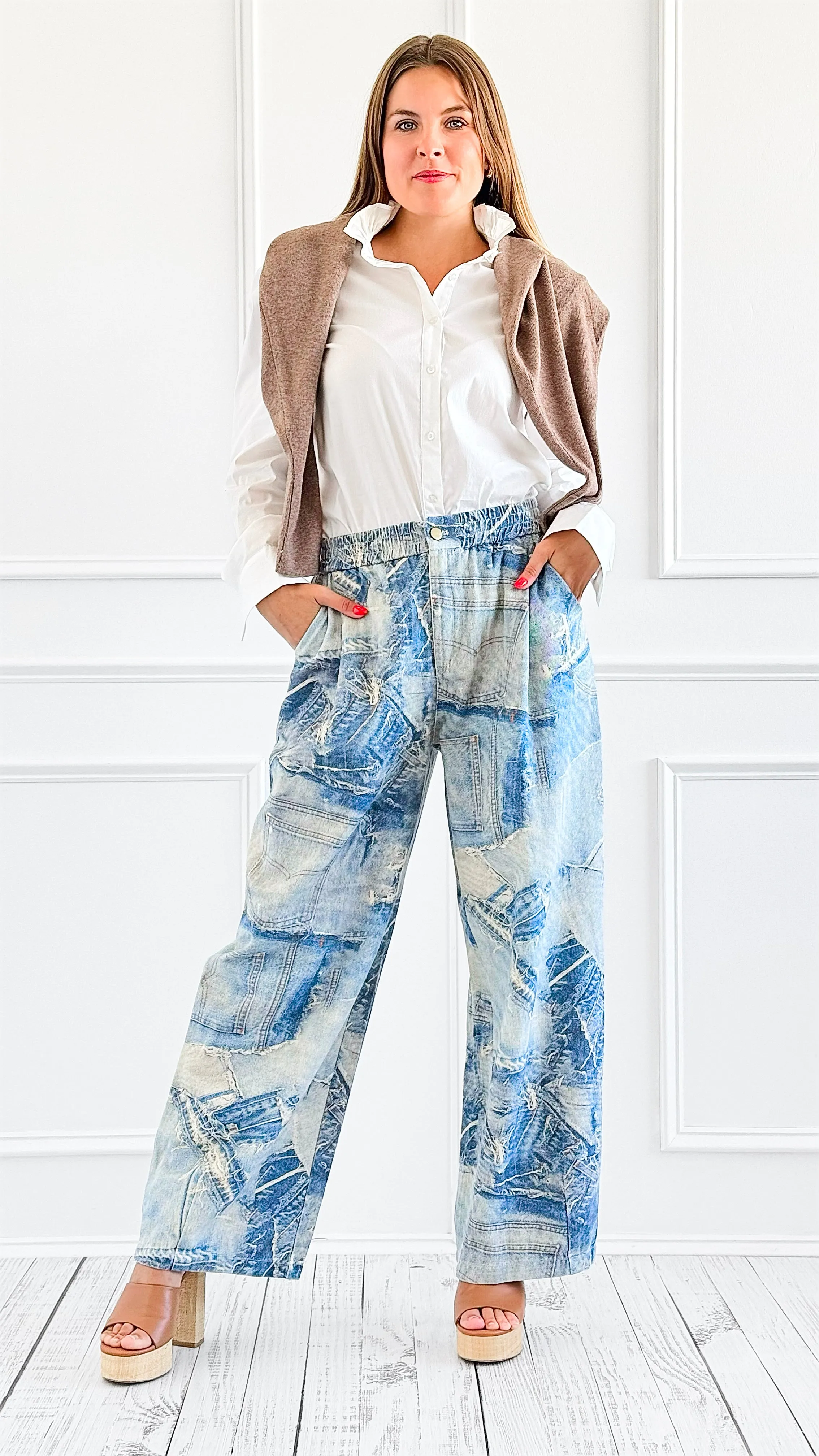 Patchwork Denim Jogger Pants