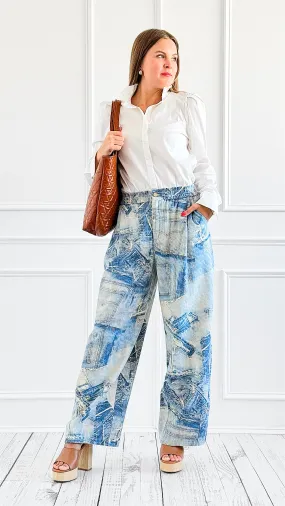 Patchwork Denim Jogger Pants