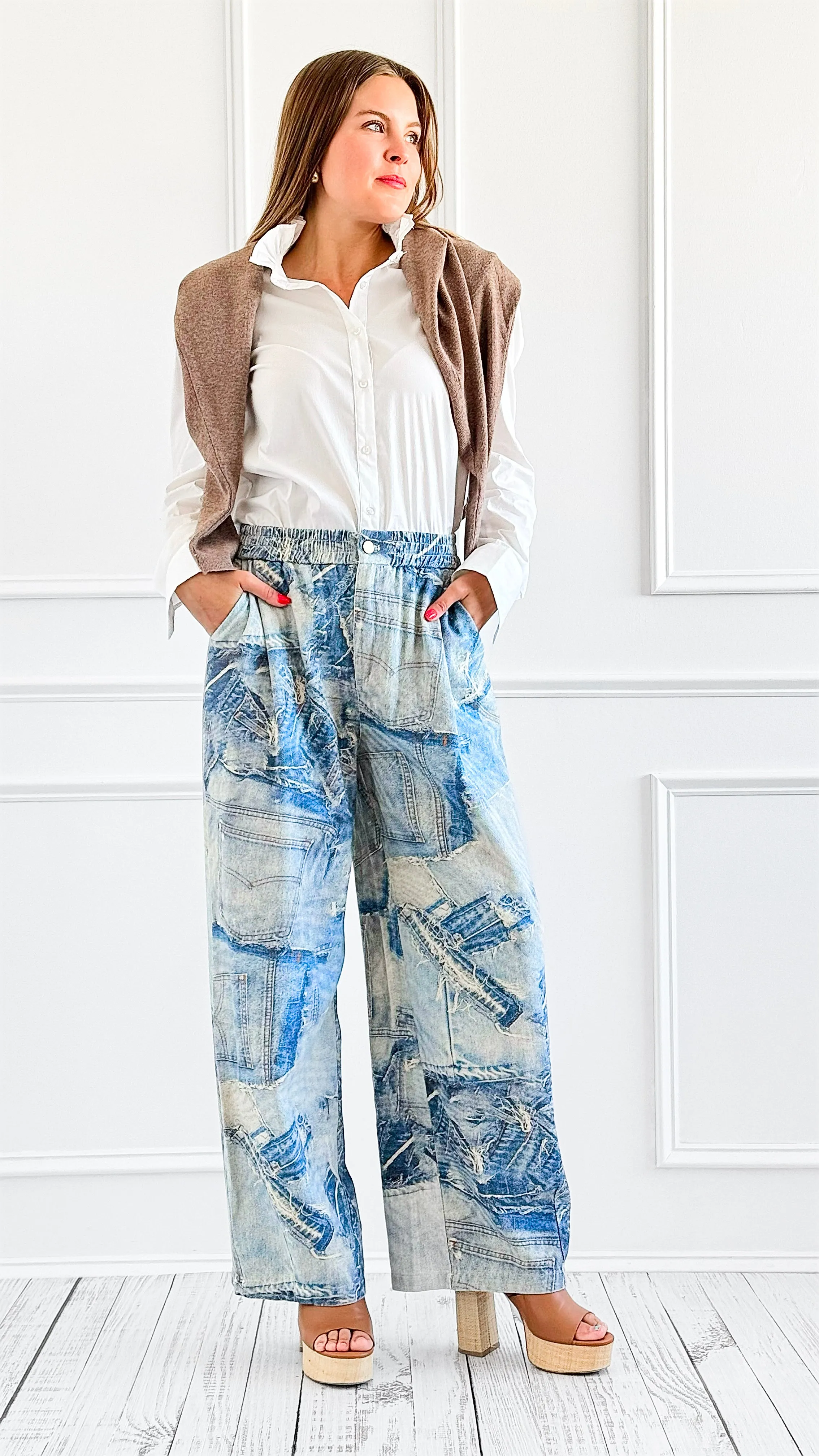 Patchwork Denim Jogger Pants