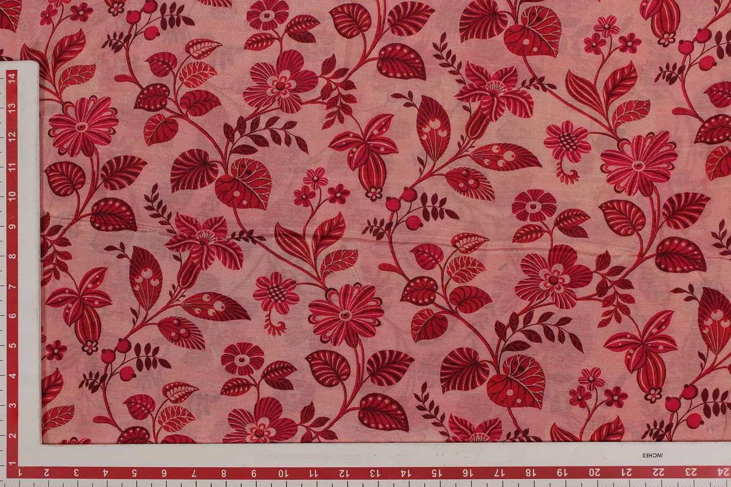 Pink Floral Viscose Cotton Fabric