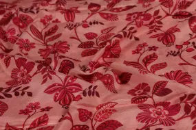 Pink Floral Viscose Cotton Fabric