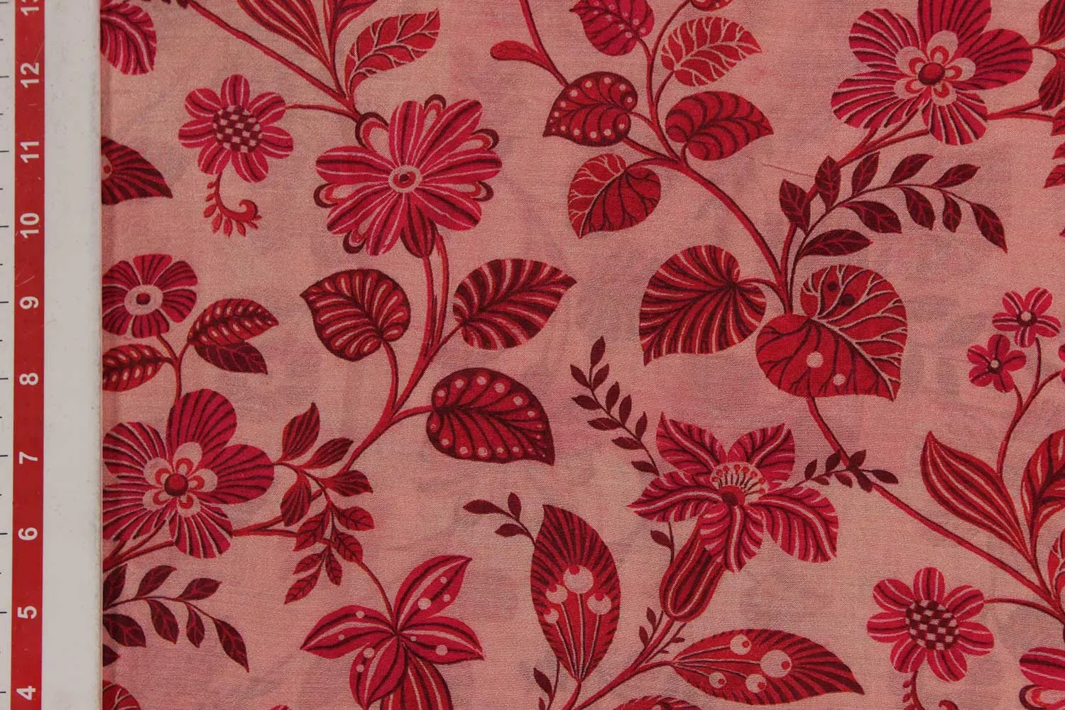 Pink Floral Viscose Cotton Fabric