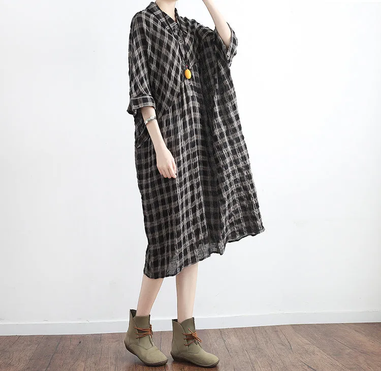 Plaid Shirts Dresses Loose Summer Spring Women Dresses Plus Size Women Dresses AMT962211