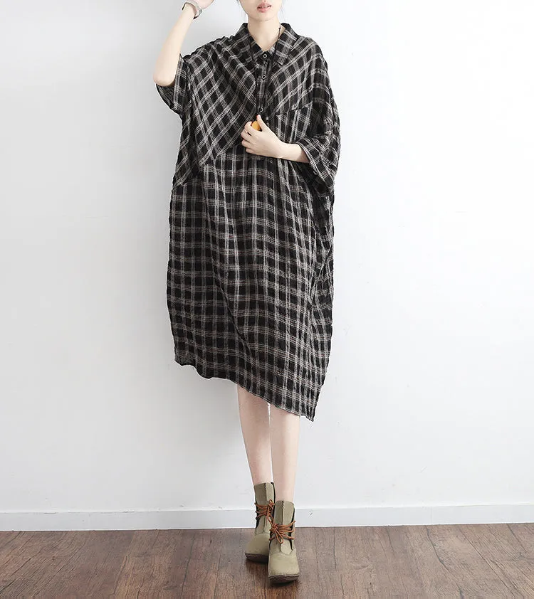 Plaid Shirts Dresses Loose Summer Spring Women Dresses Plus Size Women Dresses AMT962211