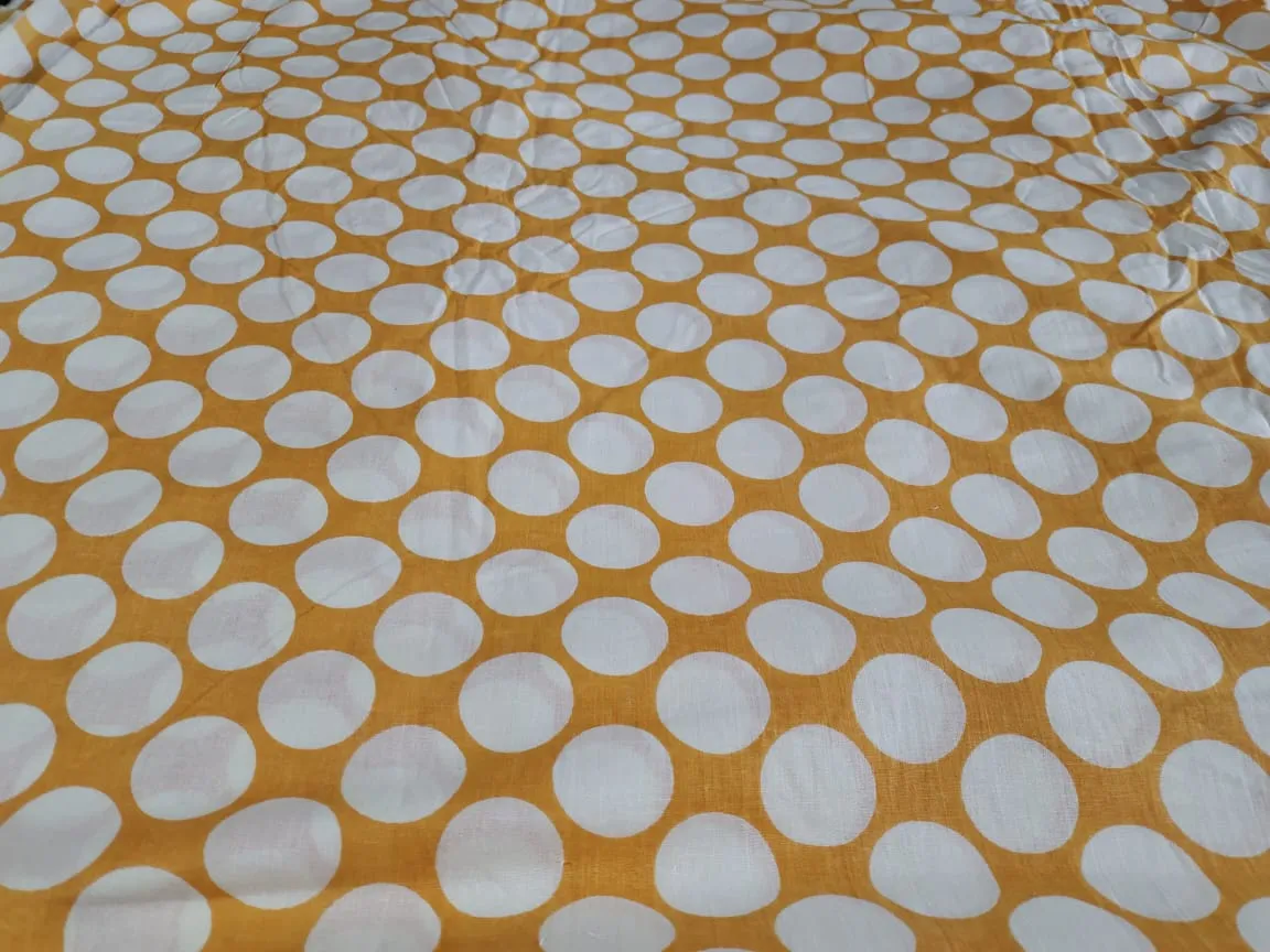 Polka Circles yellow cotton cambric 44 inches width Fabric per meter