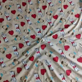 Puppy Love Beige Cotton cambric 44 inches width Fabric per meter