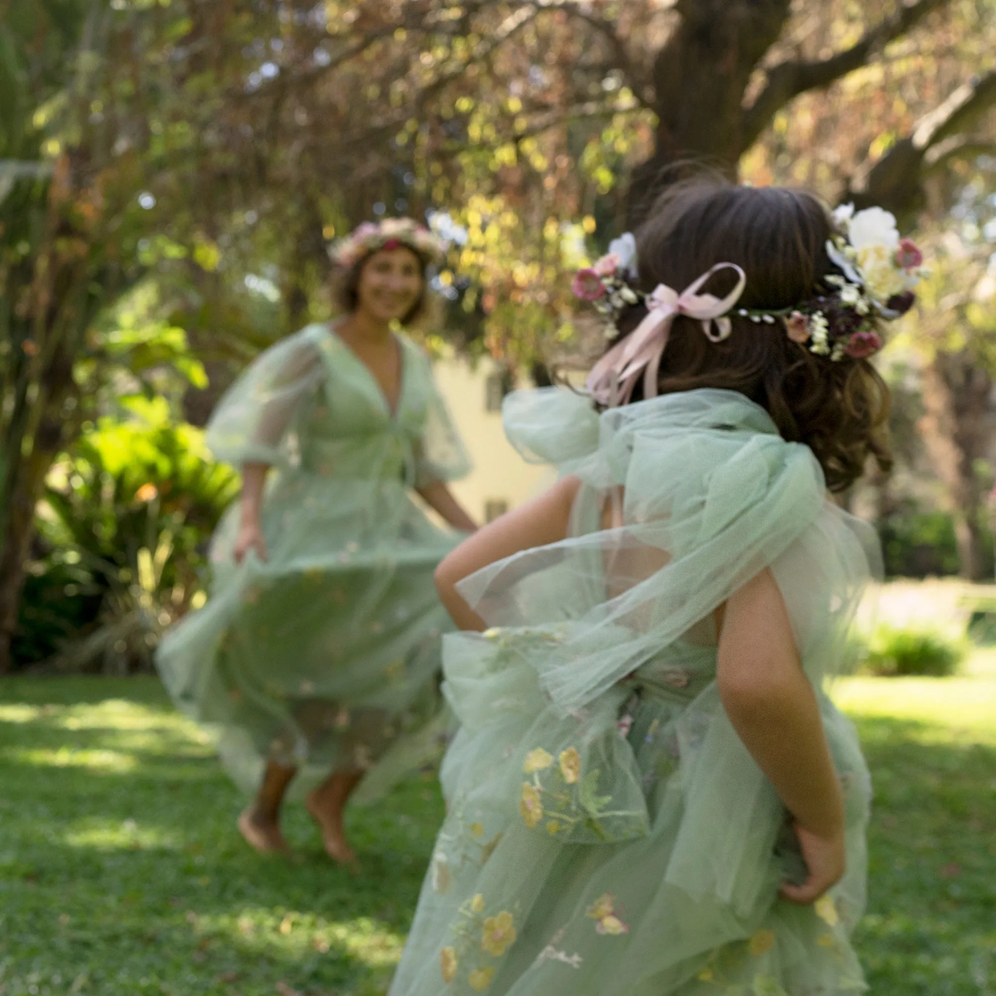 Sage Green Wedding Outfit for Mom and Daughter, Matching Tulle Dresses for Flower Girl, Baby and Toddler, Junior Bridesmaid and Bride