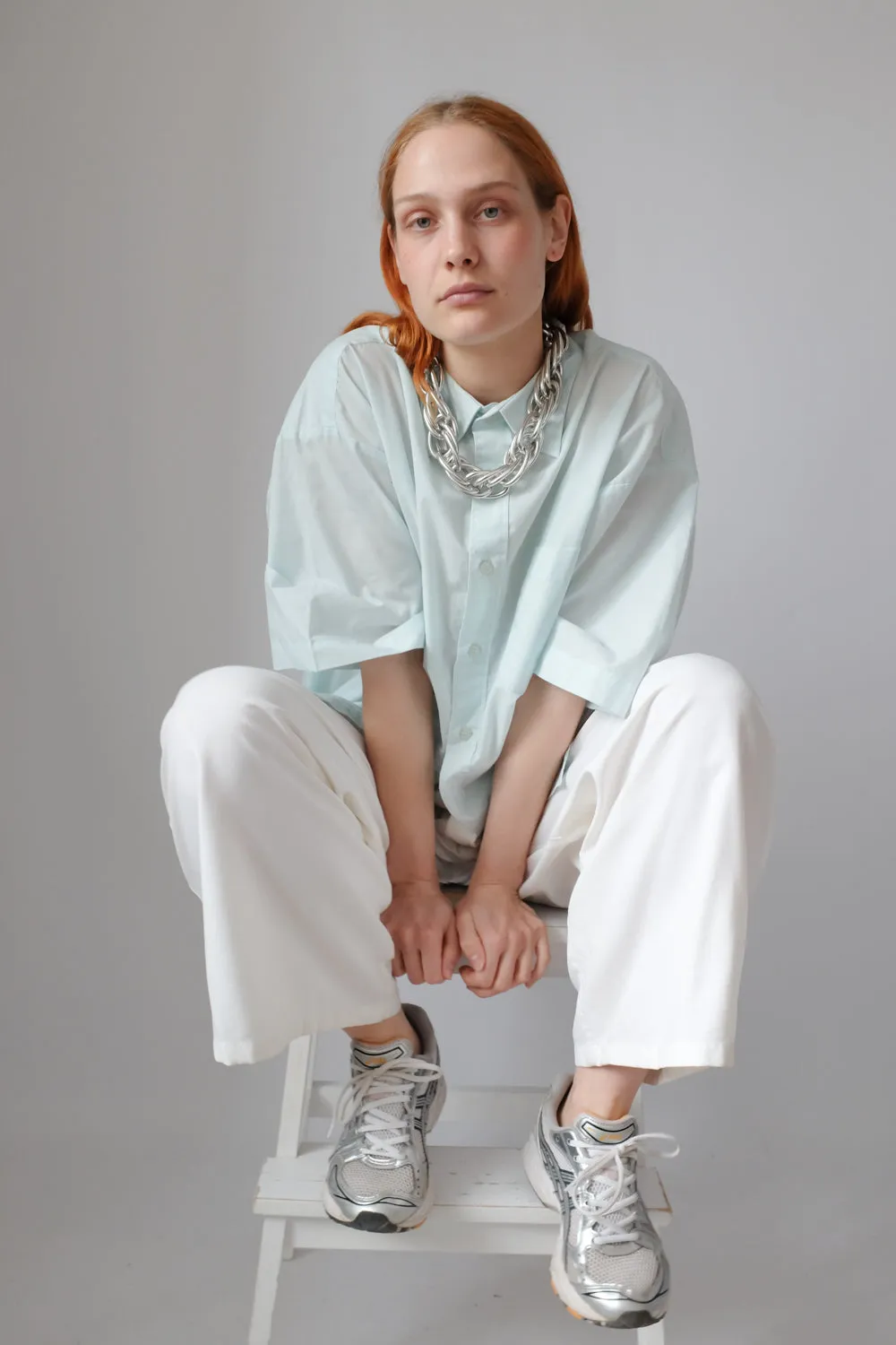 SHORT ARM PASTEL TURQUOISE OVERSIZE SHIRT