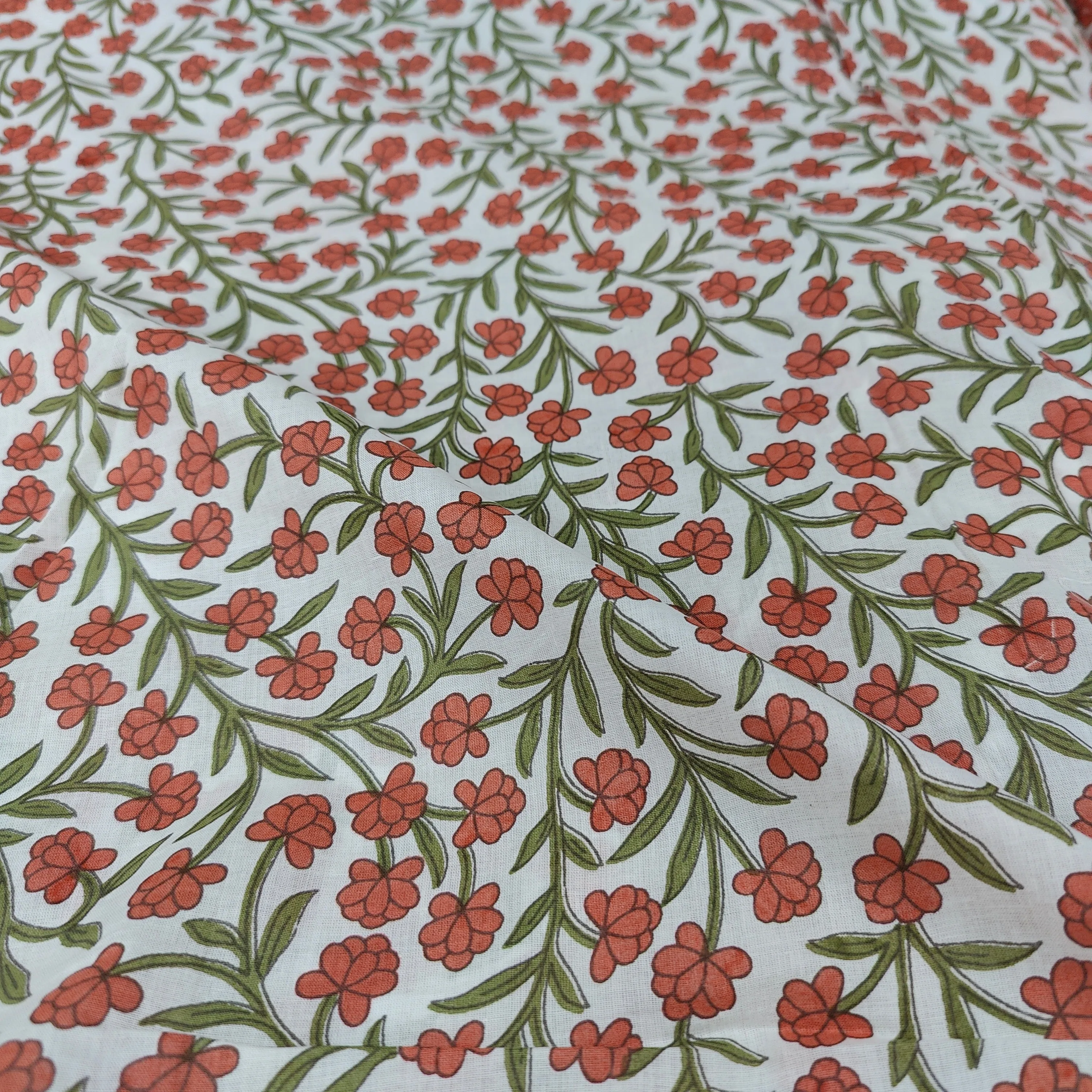 Small flowers on white Cotton cambric 44 inches width Fabric per meter