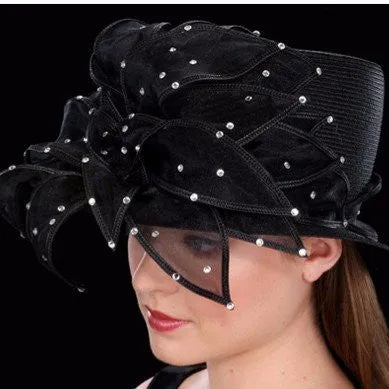 SS8777-Rhinestone church hats with organza fabric