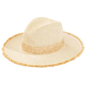 Straw Braided Fringe Fedora Hat