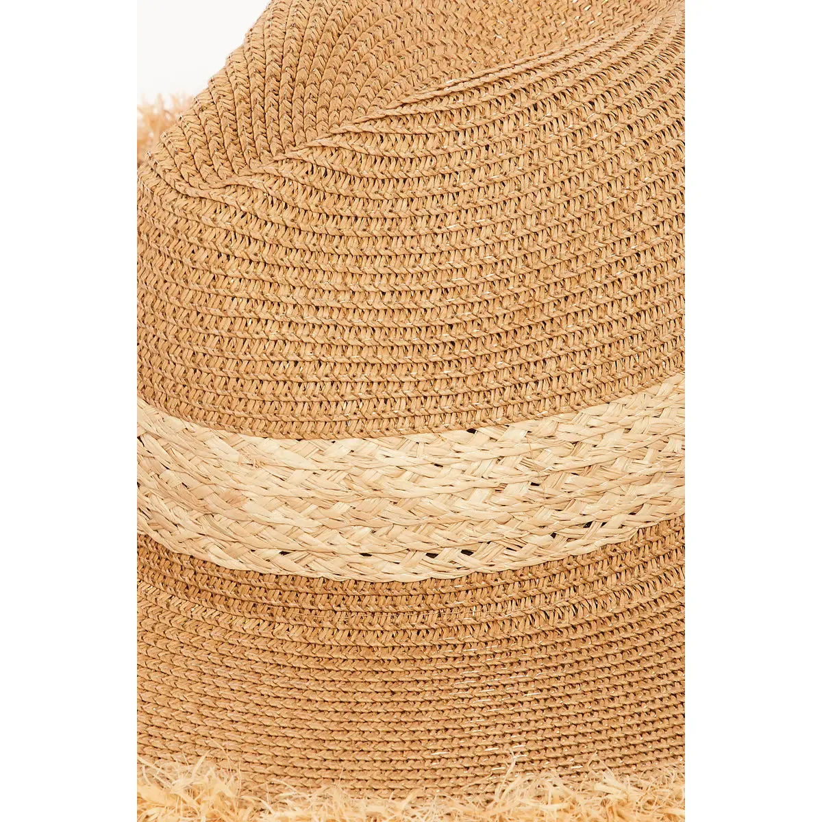 Straw Braided Fringe Fedora Hat