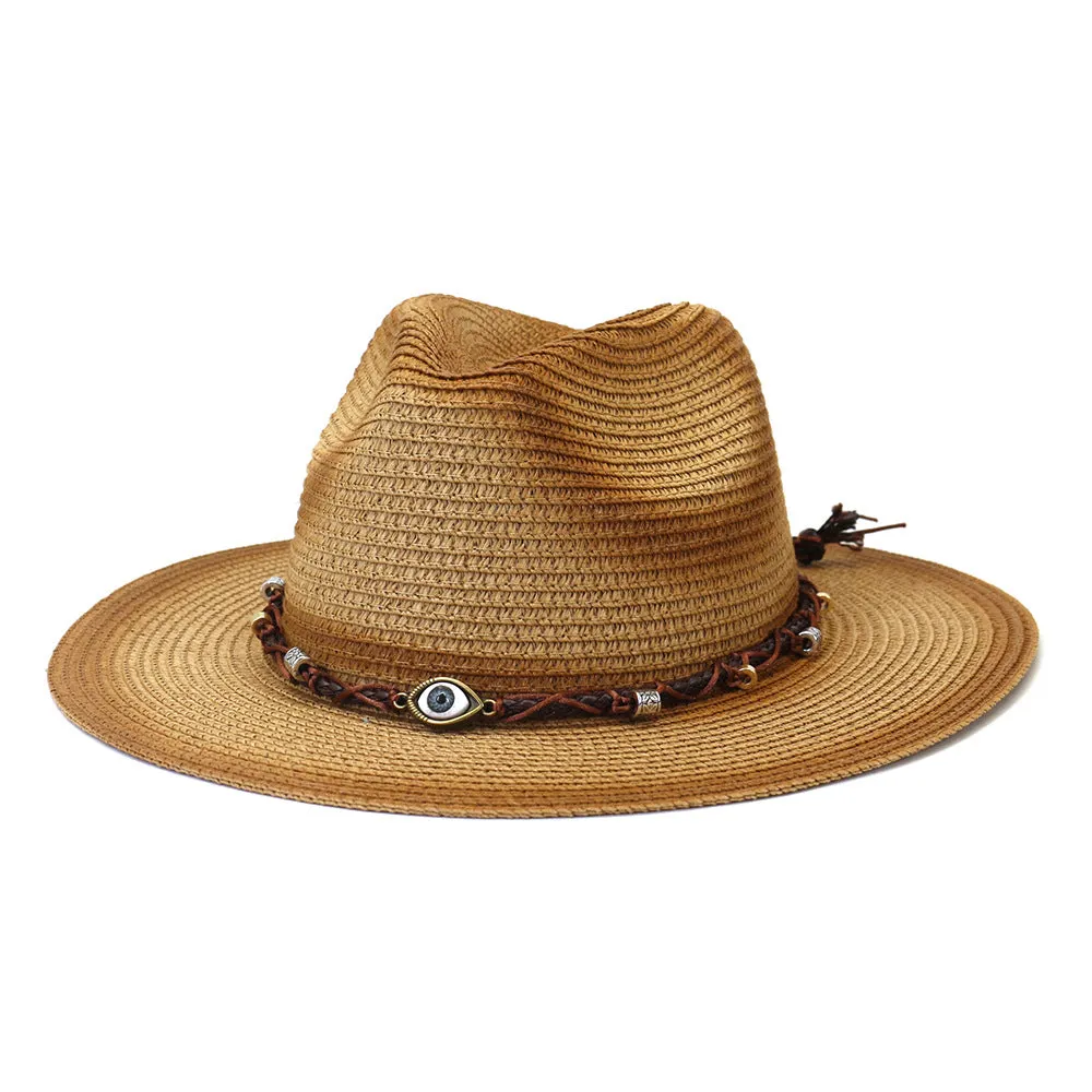 Straw Cowboy Hats Men and Women Beach Hat Outdoor Straw Hat