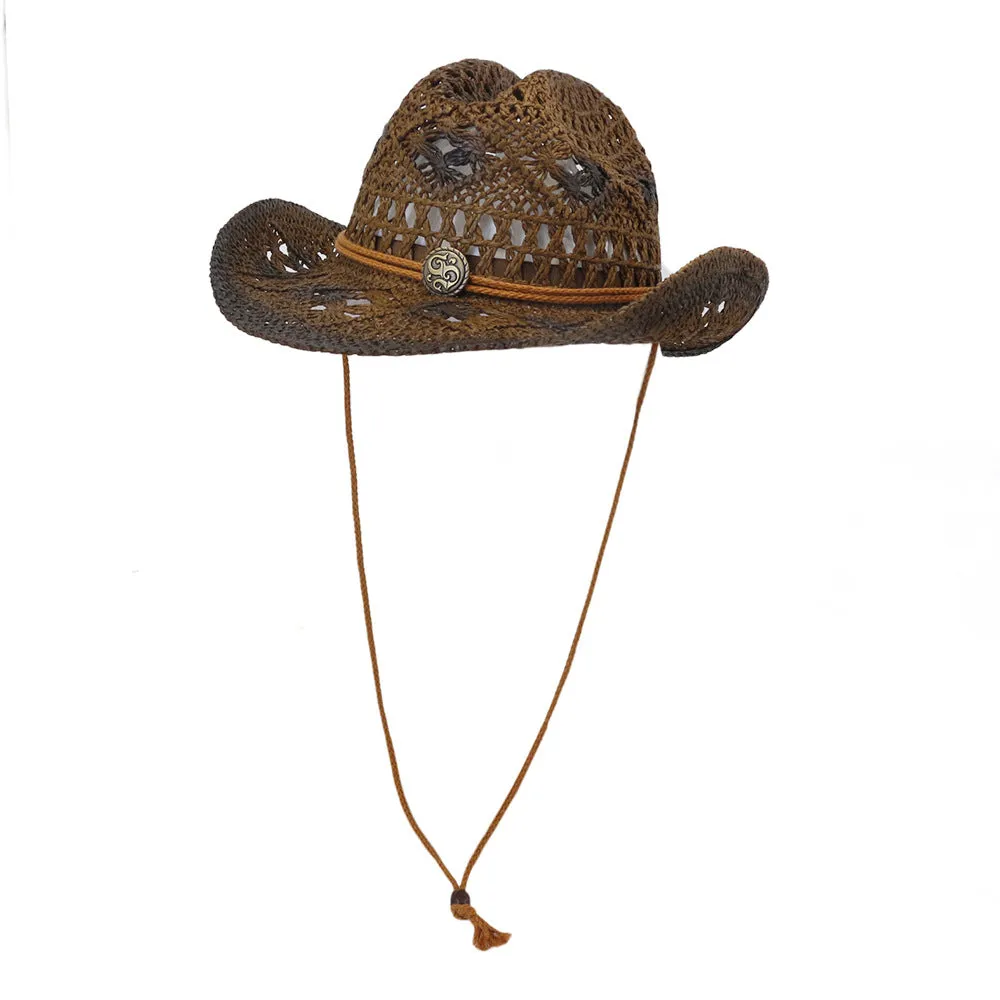 Straw Cowboy Hats Men and Women Outdoor Seaside Sun Protection Sun Hat Beach