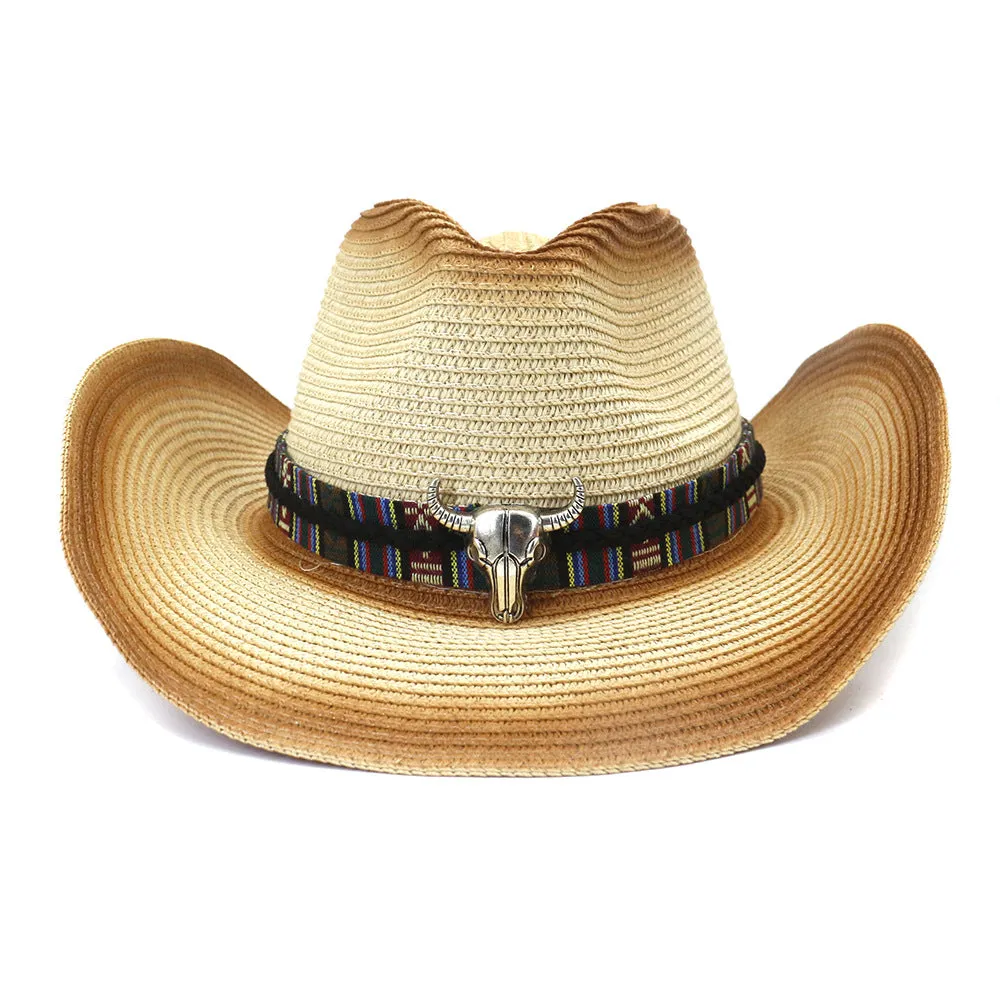 Straw Cowboy Hats Spring and Summer Men and Women Outdoor Seaside Sun Protection Hat Beach Hat