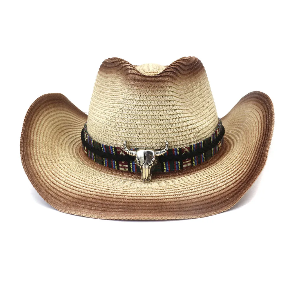 Straw Cowboy Hats Spring and Summer Men and Women Outdoor Seaside Sun Protection Hat Beach Hat