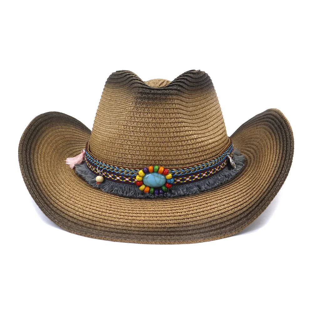 Straw Cowboy Hats Spring and Summer Men's and Women's Outdoor Straw Cowboy Hat