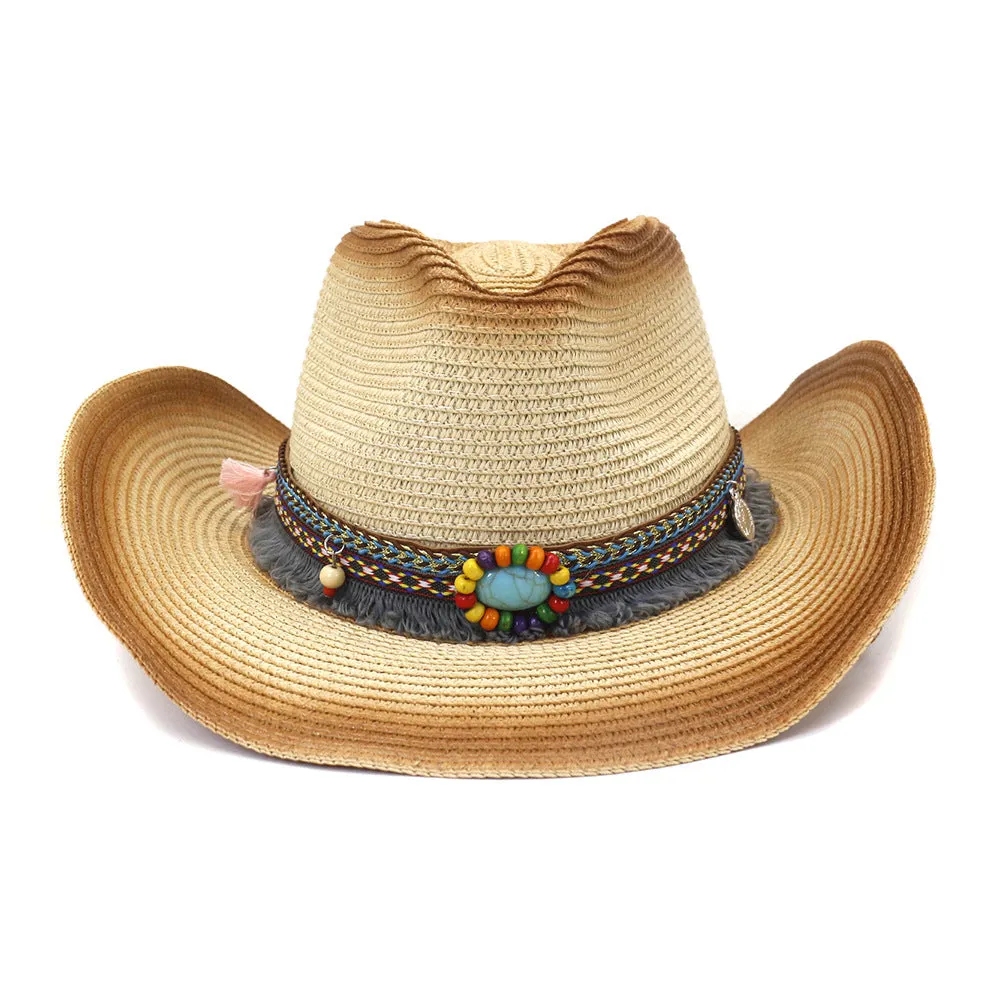 Straw Cowboy Hats Spring and Summer Men's and Women's Outdoor Straw Cowboy Hat