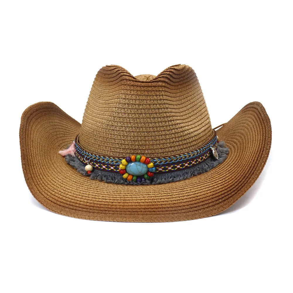 Straw Cowboy Hats Spring and Summer Men's and Women's Outdoor Straw Cowboy Hat