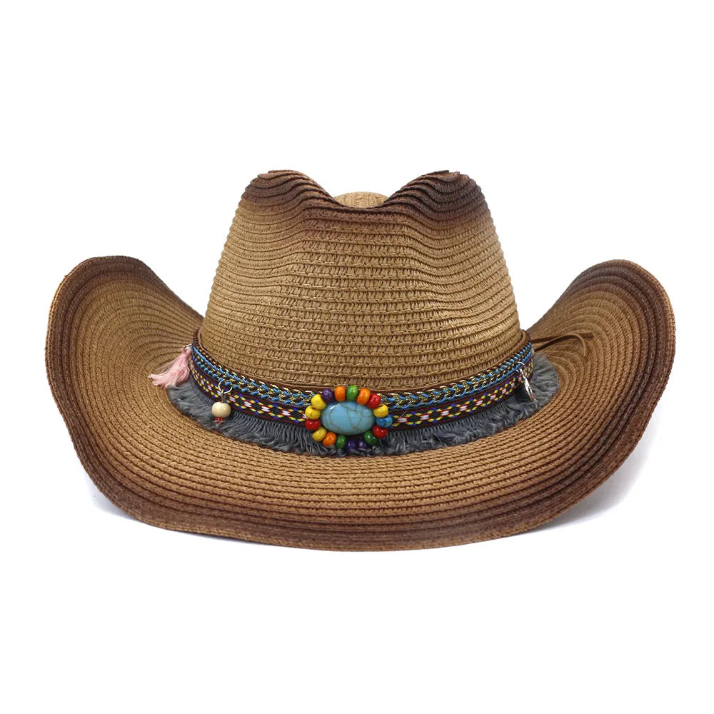 Straw Cowboy Hats Spring and Summer Men's and Women's Outdoor Straw Cowboy Hat