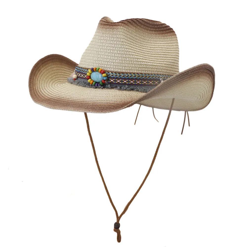 Straw Cowboy Hats Spring and Summer Men's and Women's Outdoor Straw Cowboy Hat