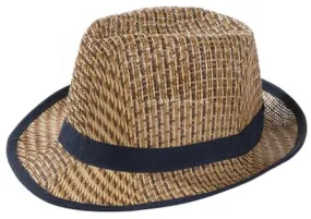 Straw Trilby Hat with Black Band