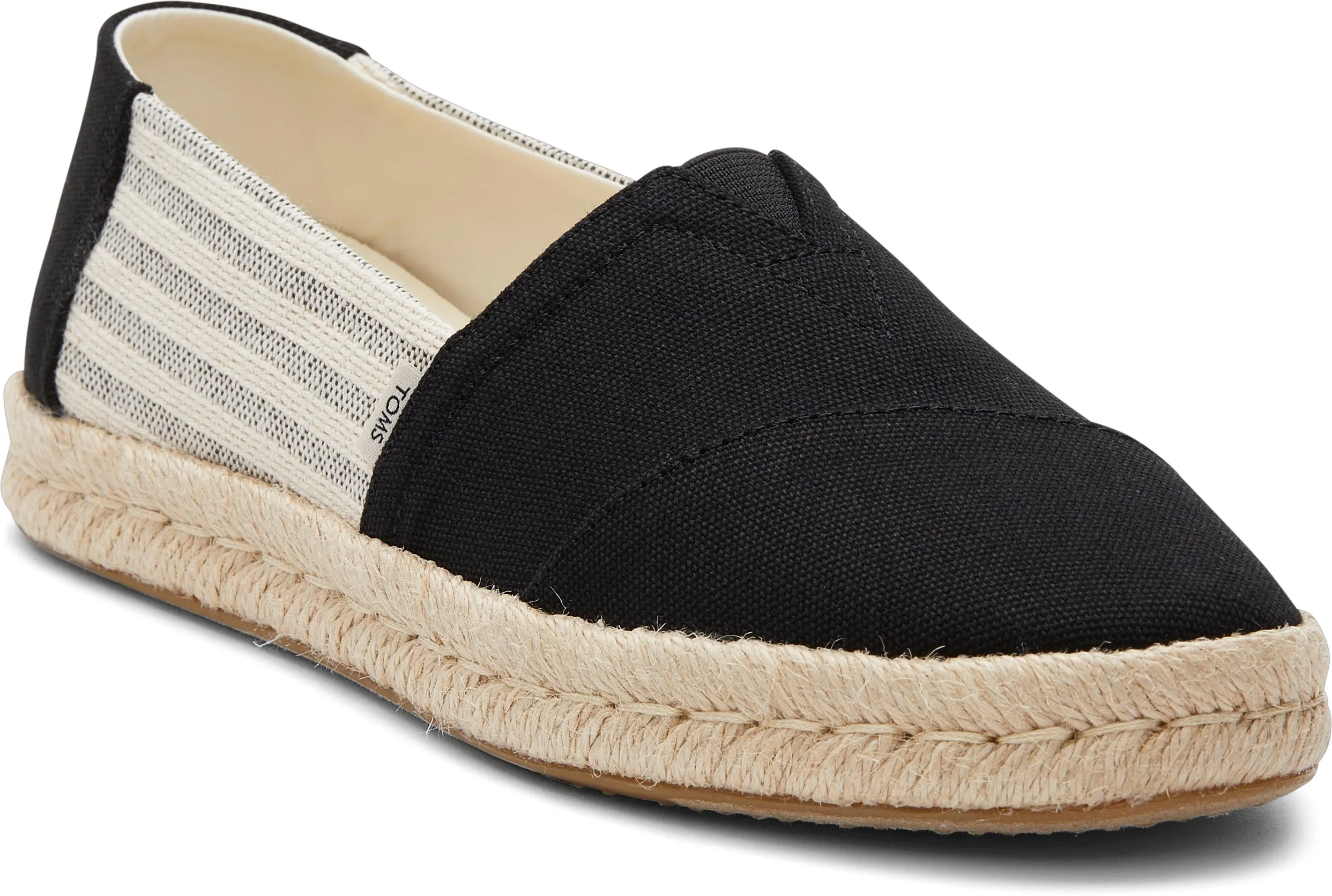 Toms Women Alpargata Rope 2.0 Black Recycled Cotton Stripe