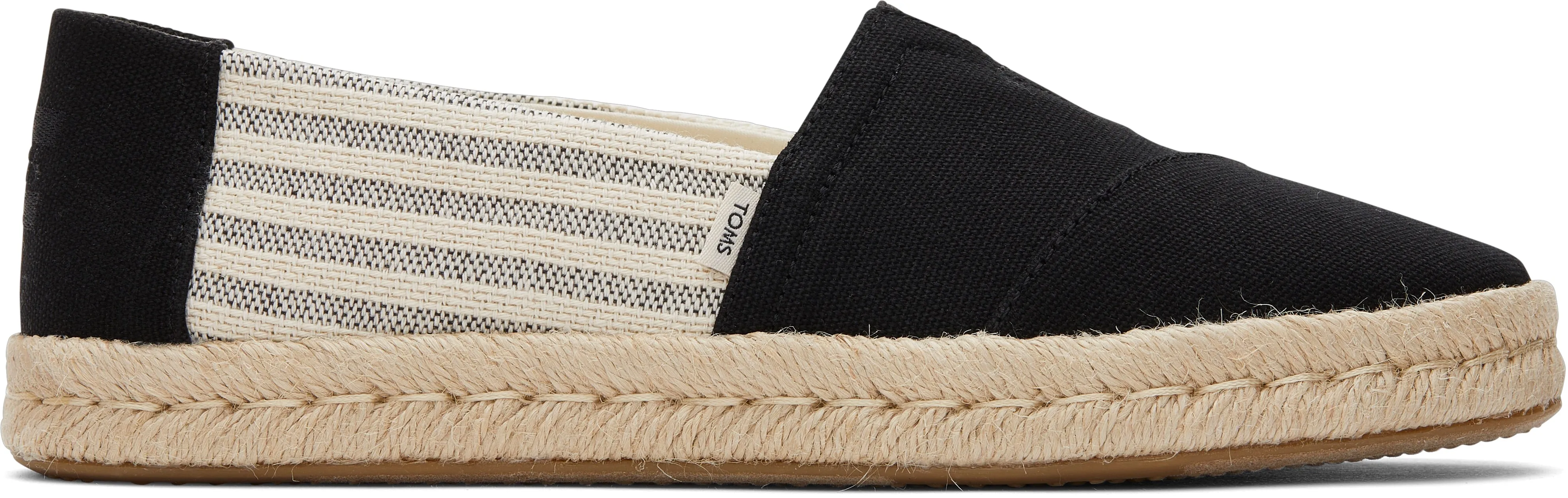 Toms Women Alpargata Rope 2.0 Black Recycled Cotton Stripe