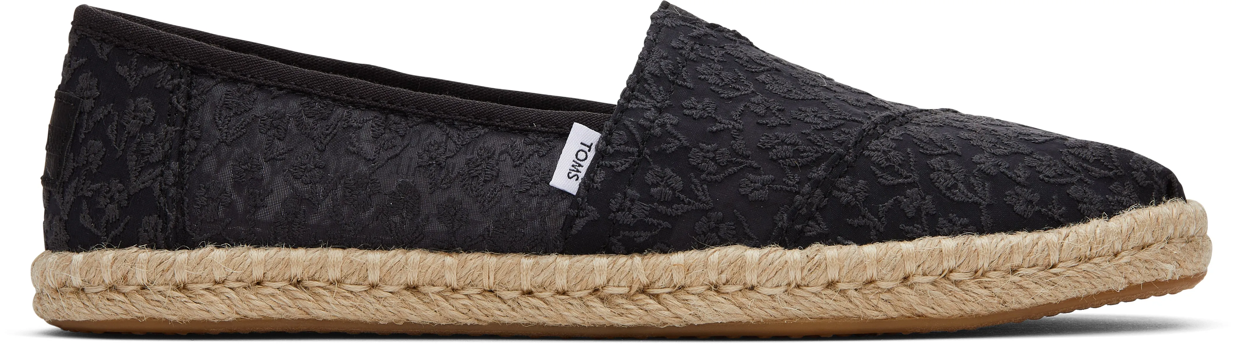 Toms Women Alpargata Rope Black Posy Lace