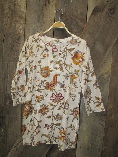 Tunic - Fall Leaves on White