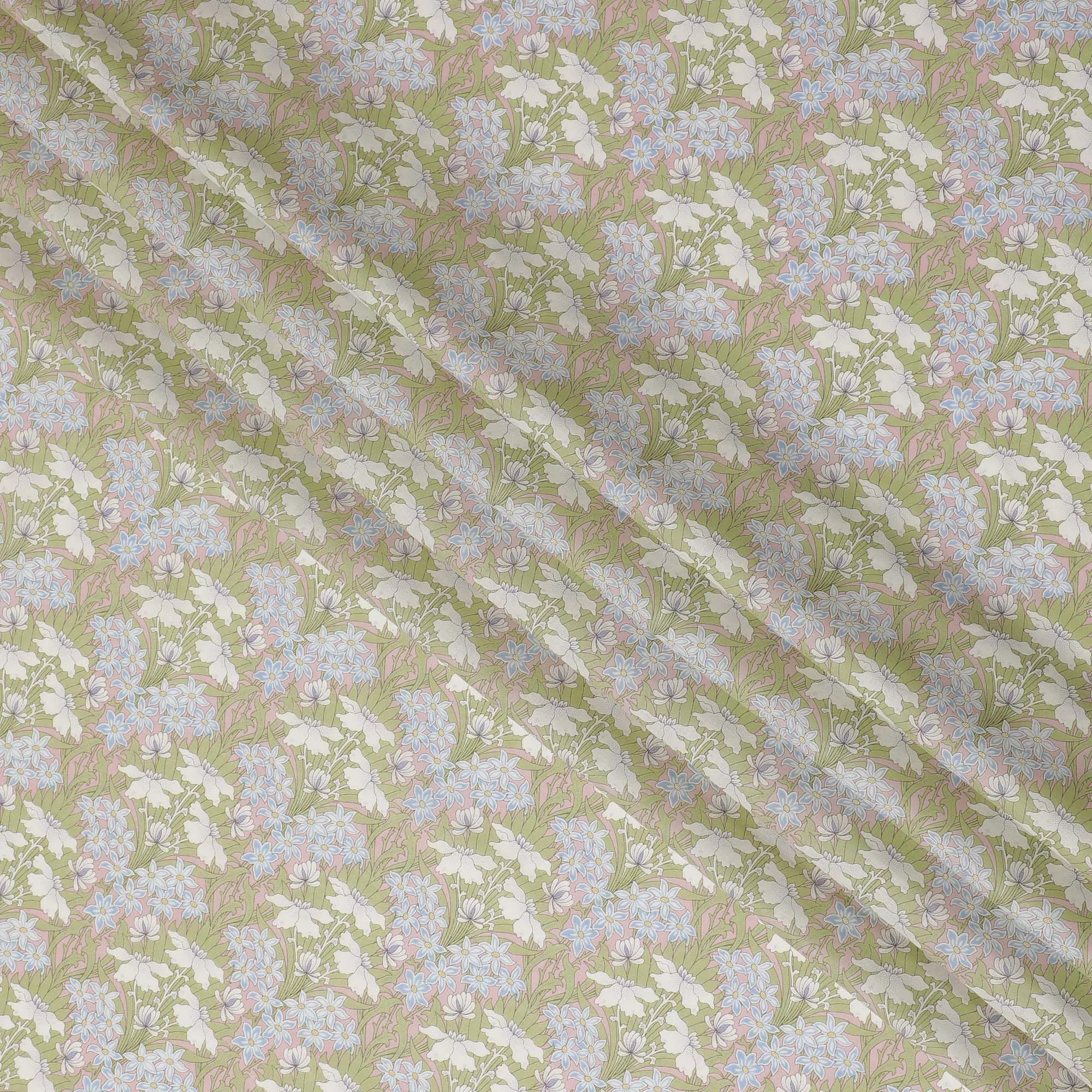 Whimsical Meadow Cotton Lawn Fabric - Pastel Digital Floral Print, 110 cm Wide - Purchase Online for Charming Apparel-D18132