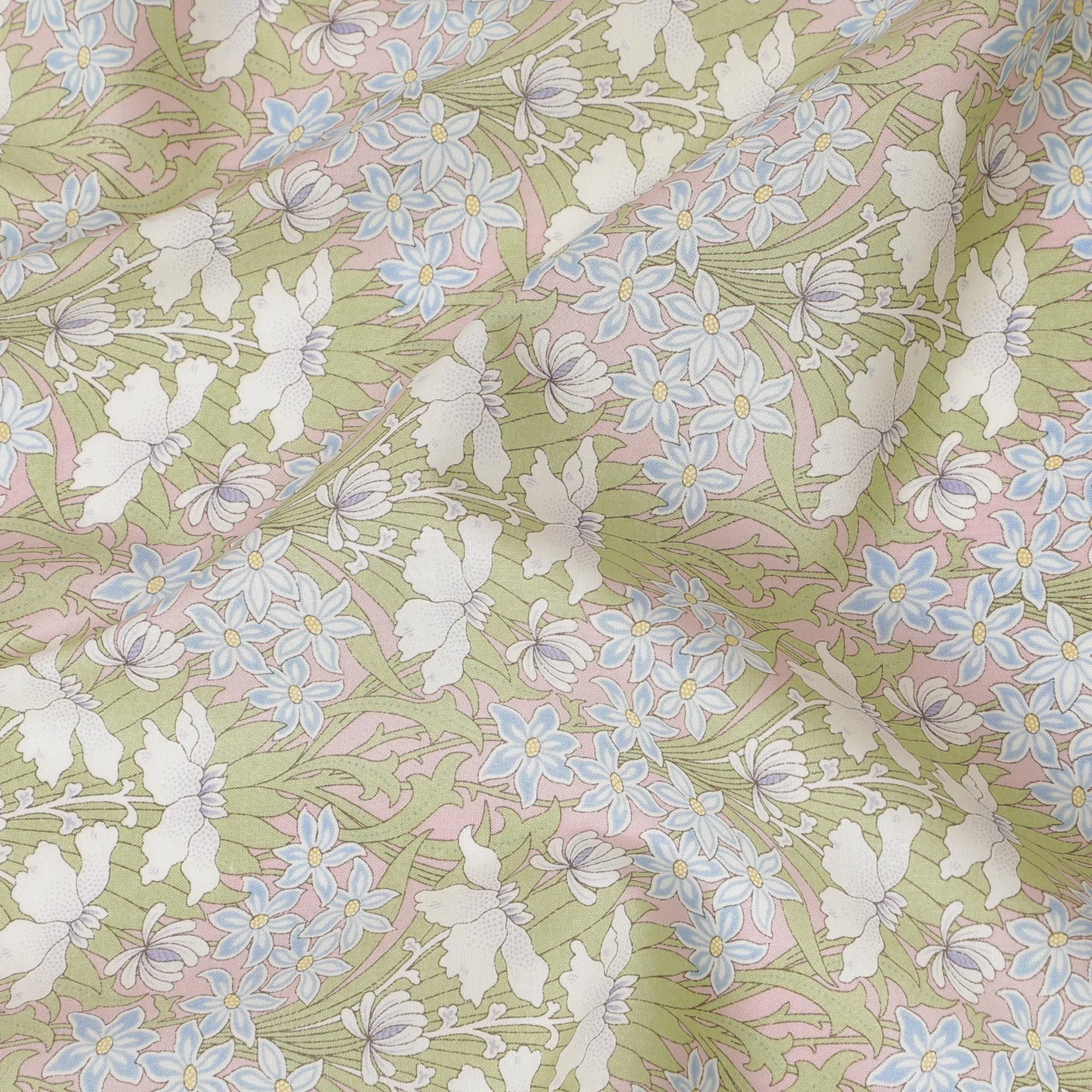 Whimsical Meadow Cotton Lawn Fabric - Pastel Digital Floral Print, 110 cm Wide - Purchase Online for Charming Apparel-D18132