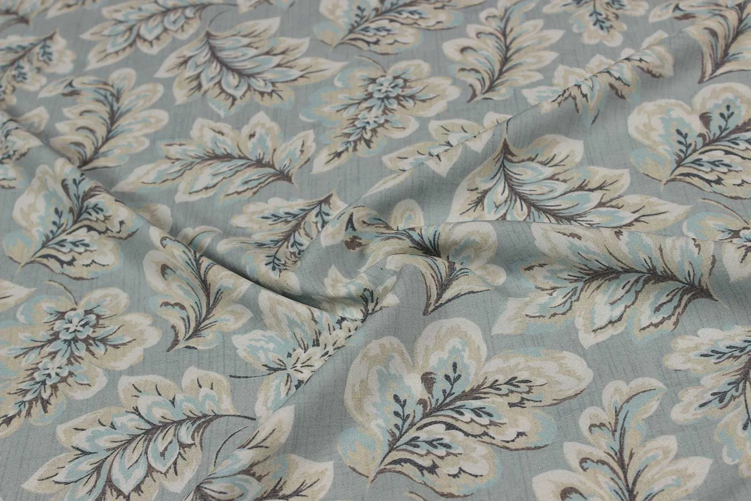 White, Lavender Floral Printed Crepe Fabric