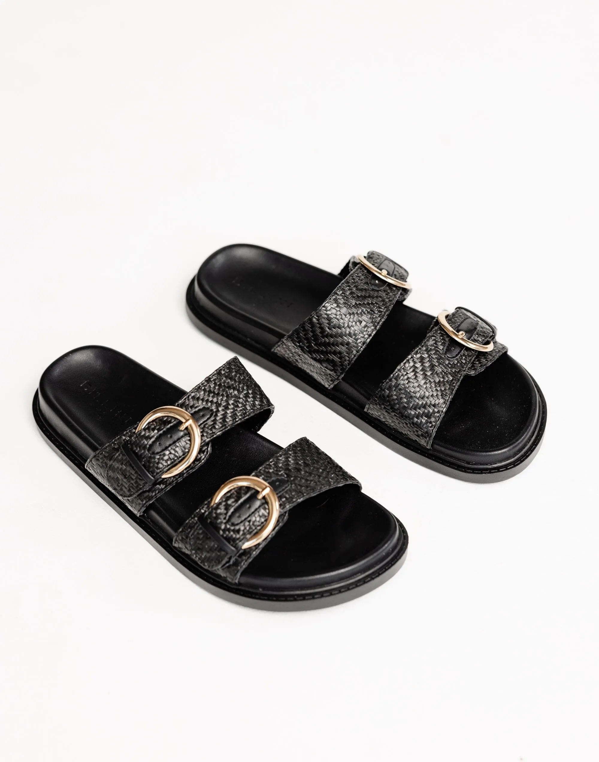 Wilmer Slides (Black Raffia) - By Billini