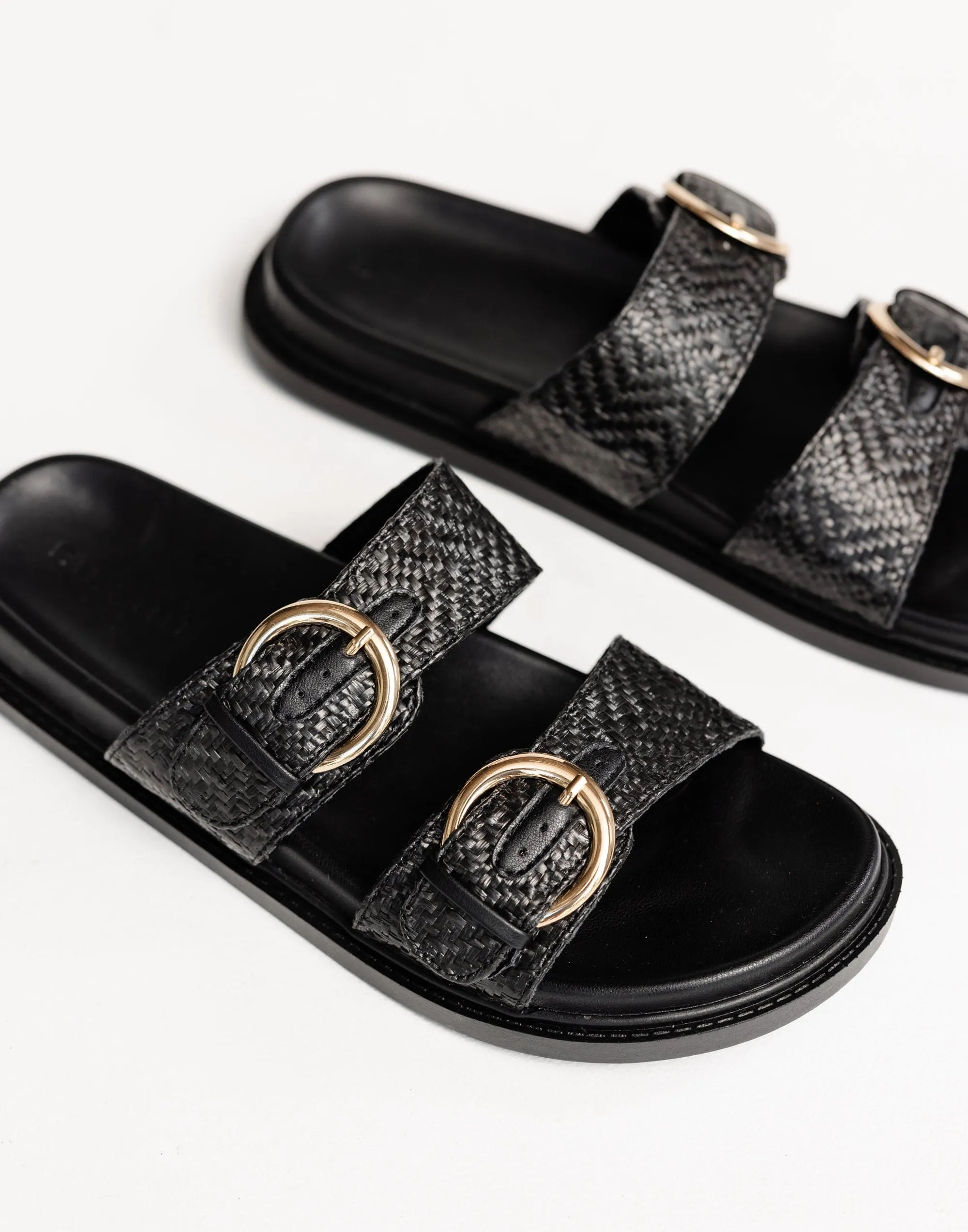 Wilmer Slides (Black Raffia) - By Billini