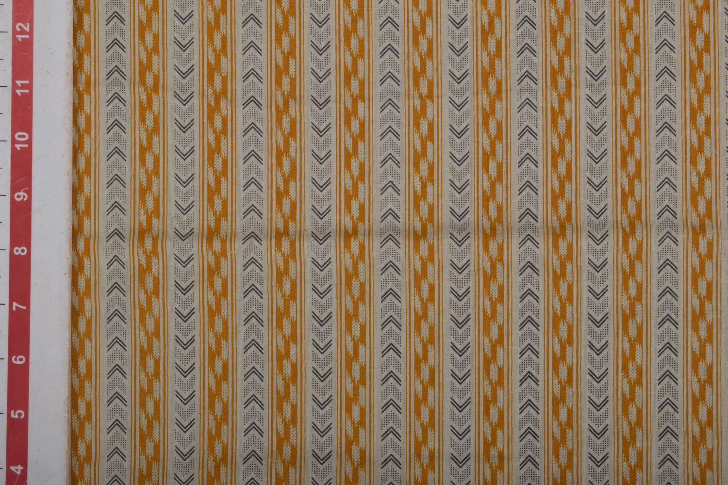 Yellow & White Printed Cotton Cambric Fabric