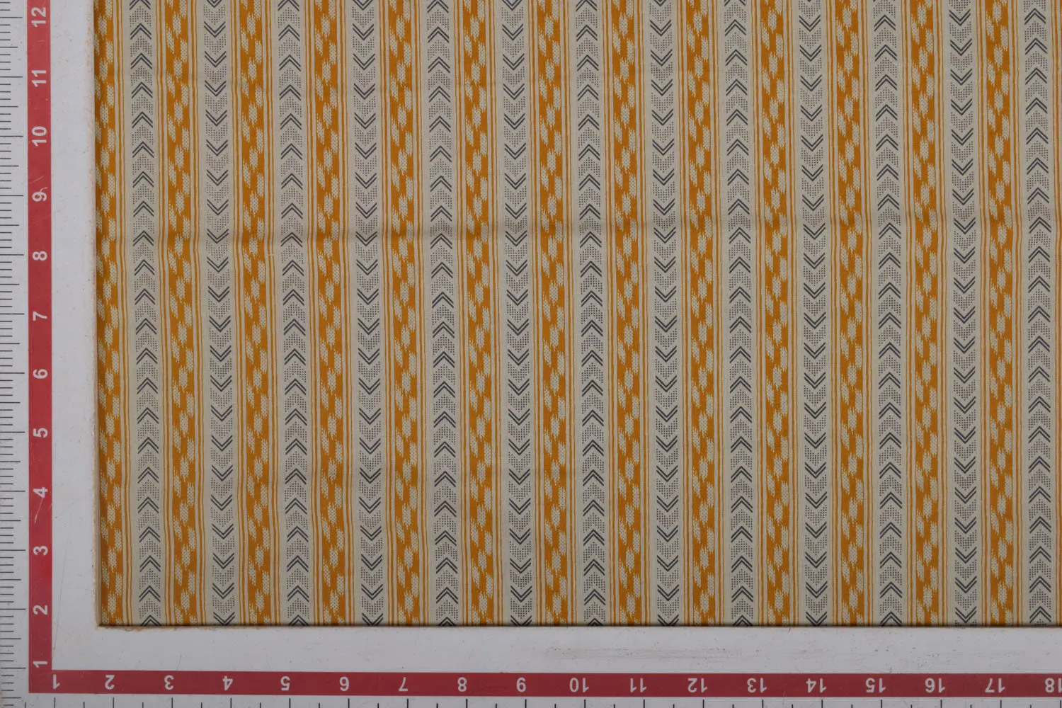 Yellow & White Printed Cotton Cambric Fabric