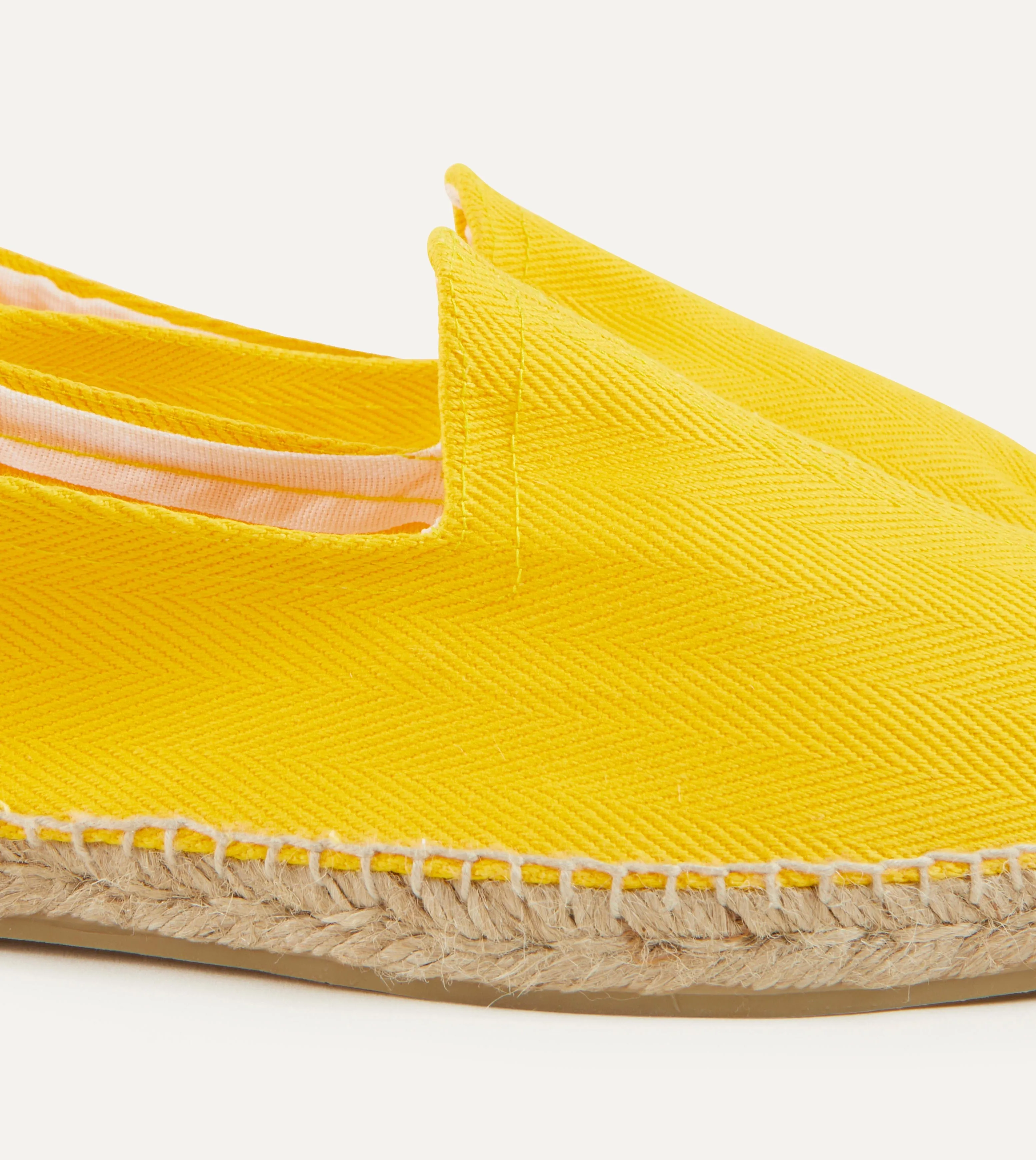 Yellow Herringbone Cotton Espadrilles