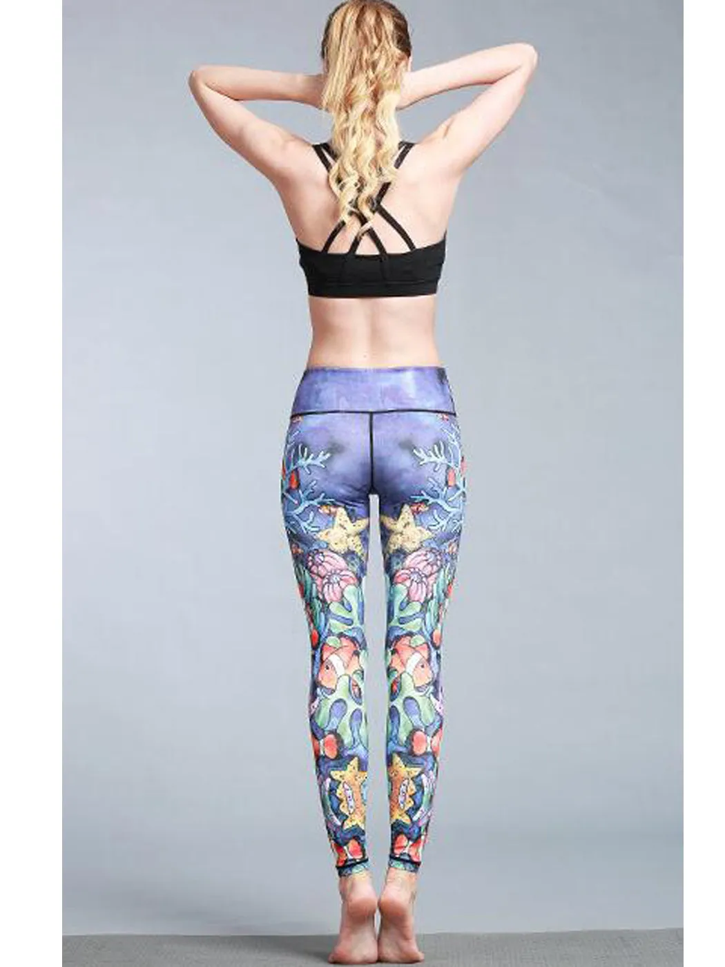 Yoga Running Pants High Waist Printed Leggings Workout Tights