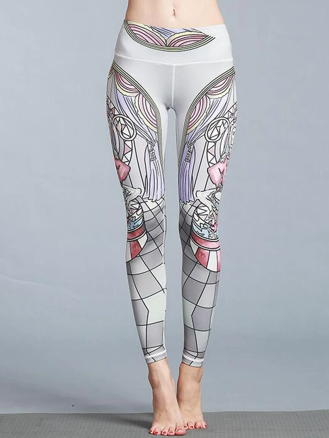 Yoga Running Pants High Waist Printed Leggings Workout Tights