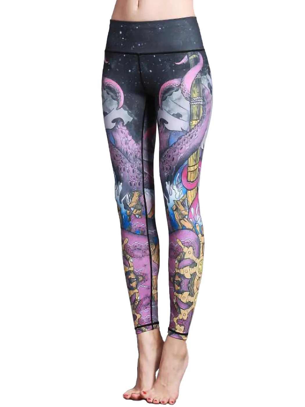 Yoga Running Pants High Waist Printed Leggings Workout Tights