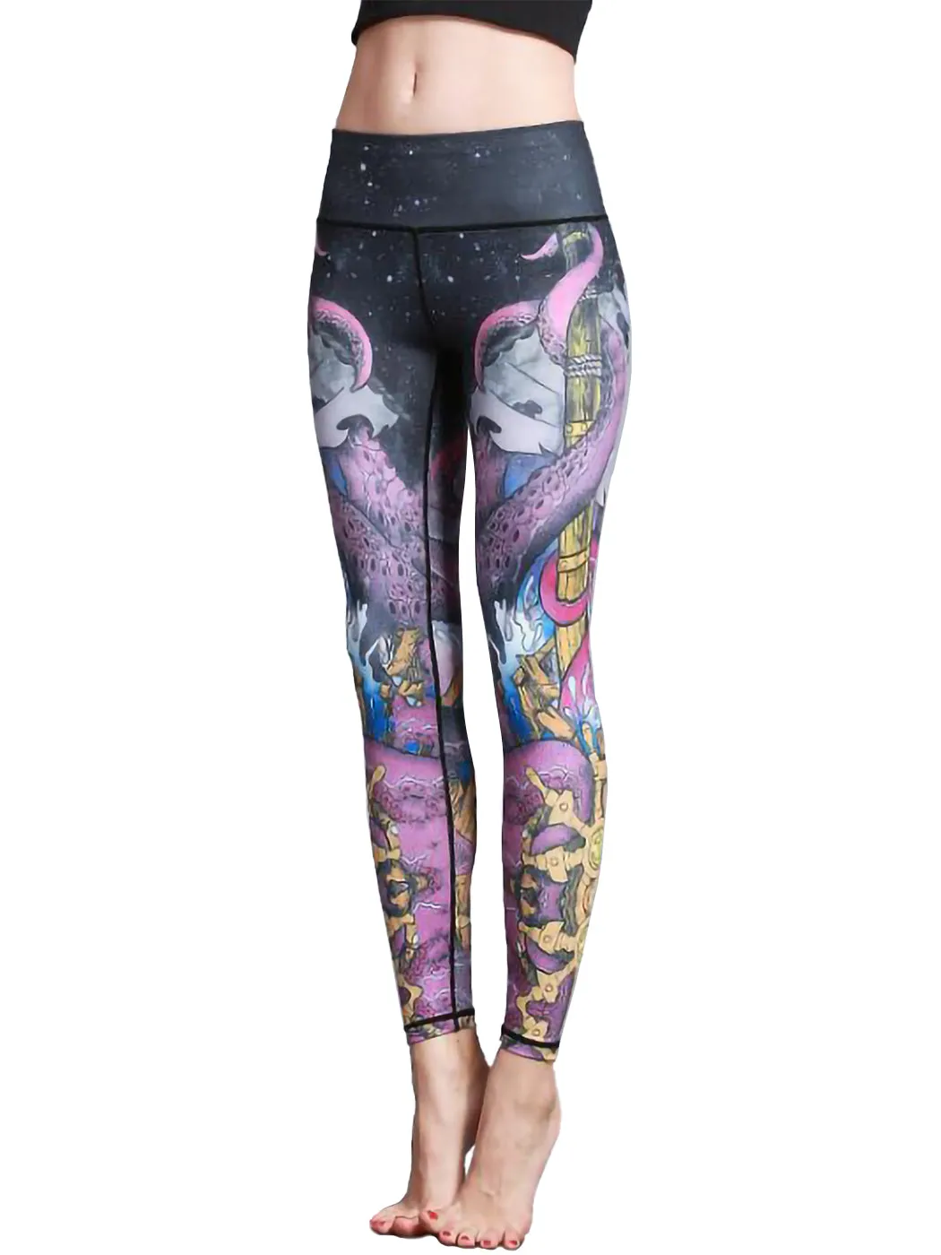 Yoga Running Pants High Waist Printed Leggings Workout Tights