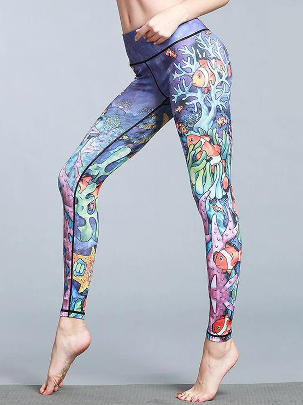 Yoga Running Pants High Waist Printed Leggings Workout Tights