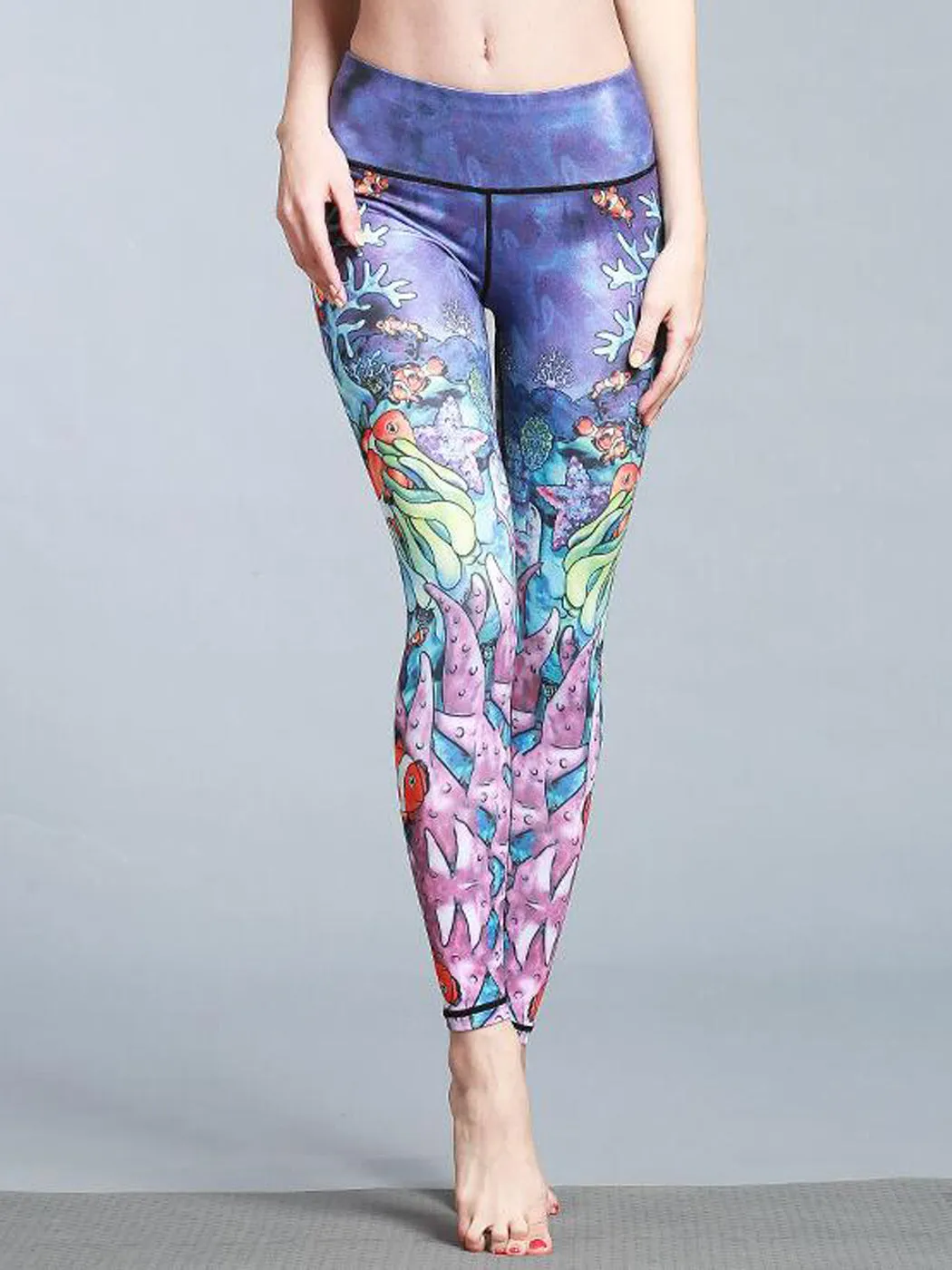 Yoga Running Pants High Waist Printed Leggings Workout Tights