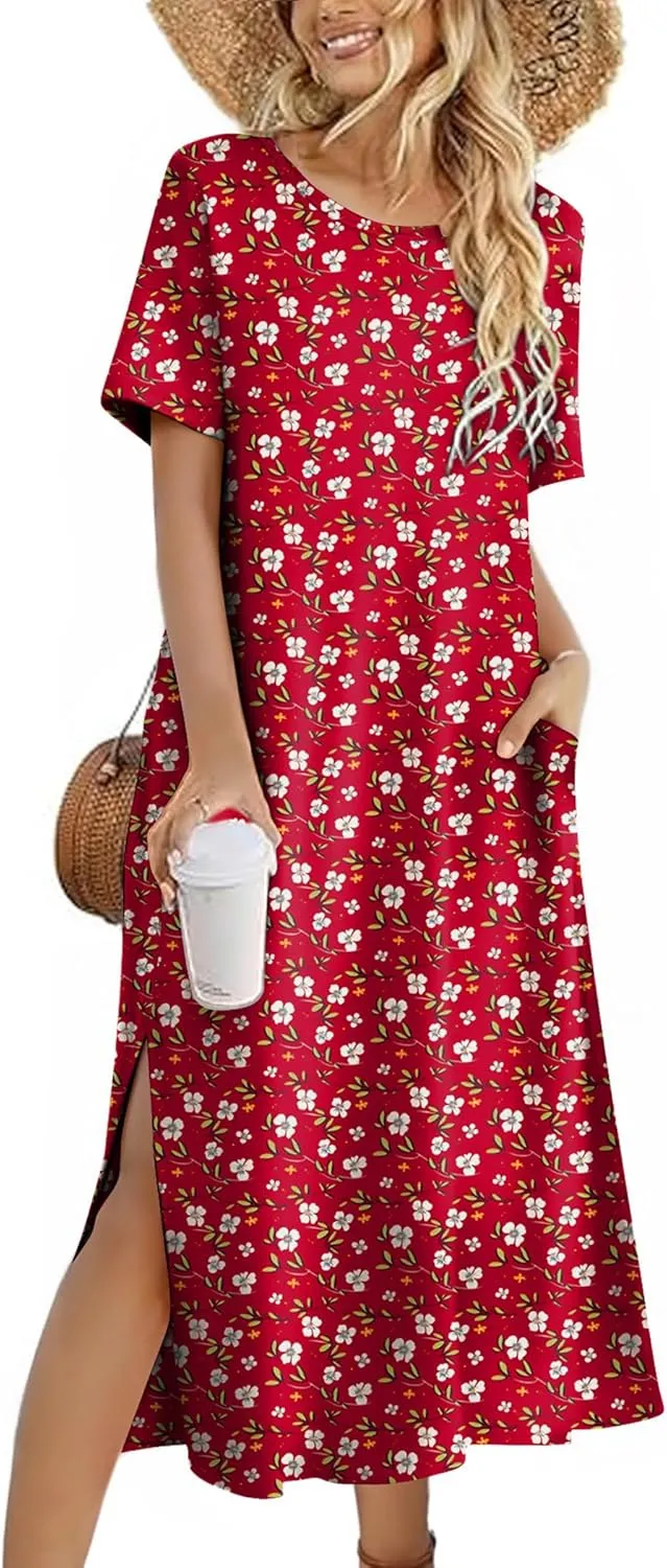 Zeagoo Women Floral Summer Dress Casual Beach Dress