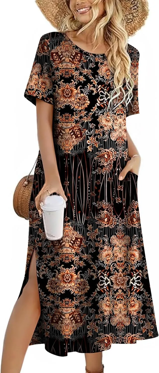 Zeagoo Women Floral Summer Dress Casual Beach Dress