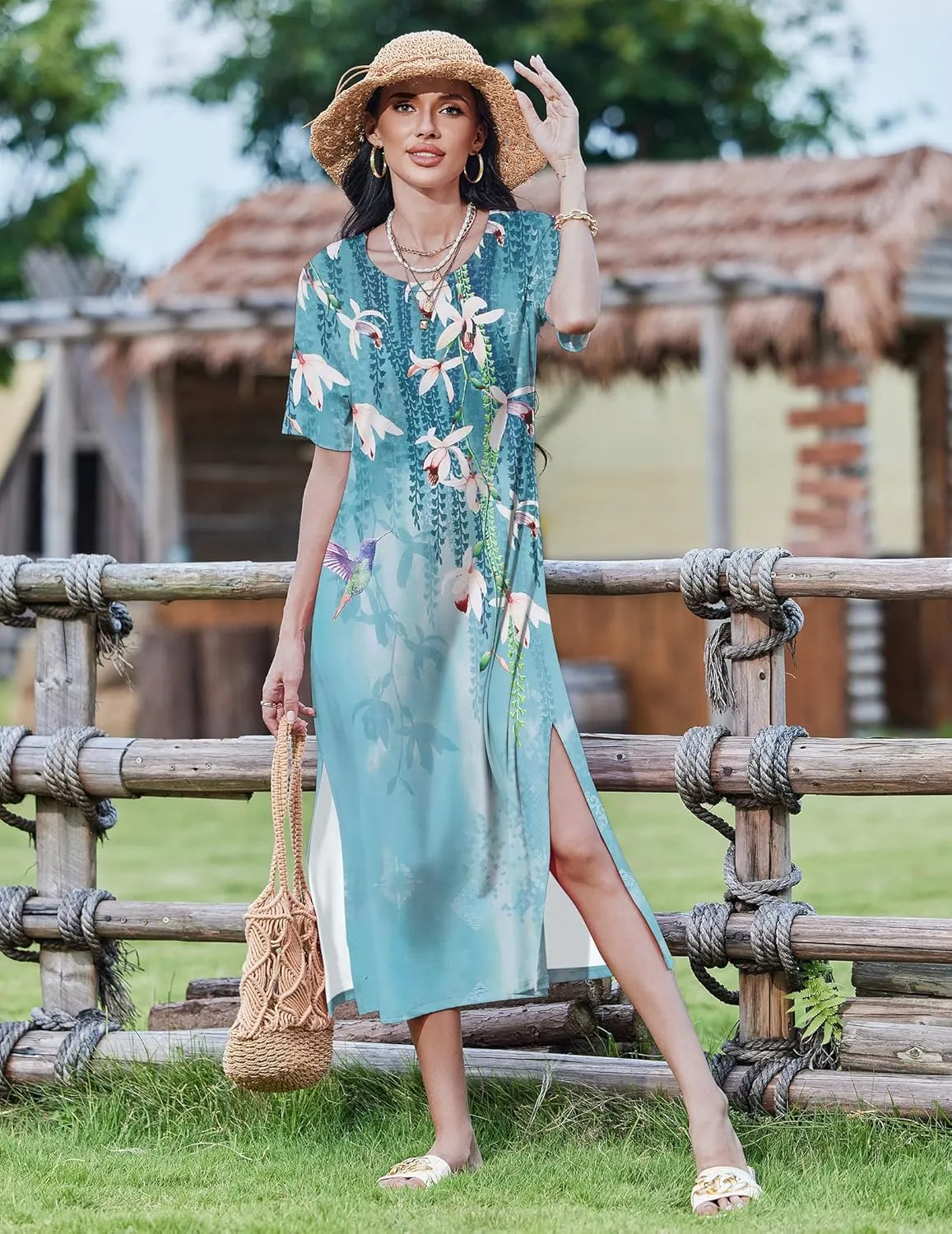 Zeagoo Women Floral Summer Dress Casual Beach Dress